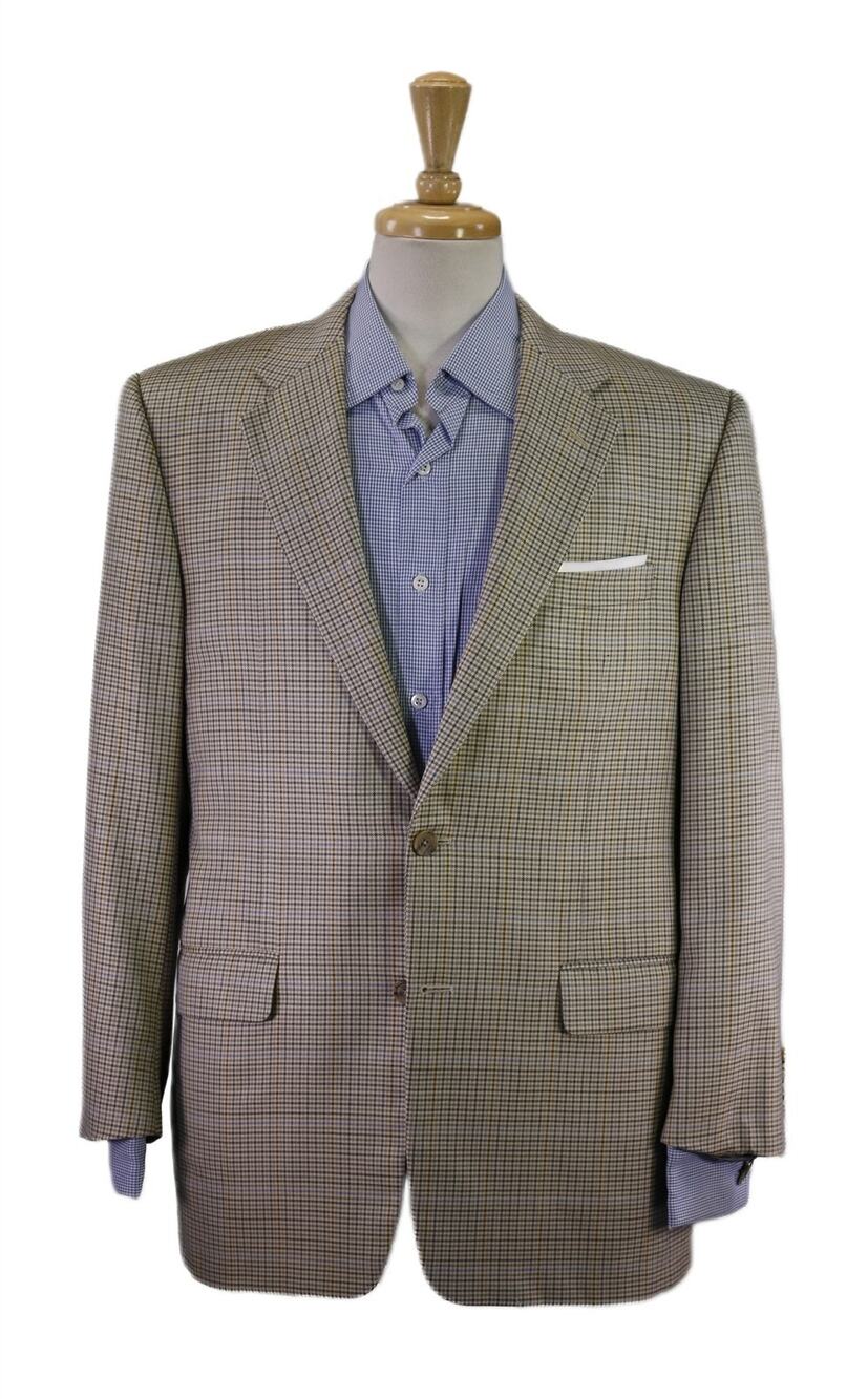 Hickey Freeman Madison Tan Blue Gold Wool Silk Sportcoat Blazer 40R